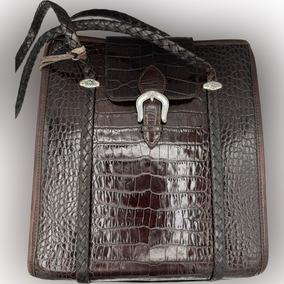 Brighton Handbags - 🌺Vintage 90s Brighton Donna Bag Tote Purse Brown Croc Buckle Heart Handbag🌸🌺